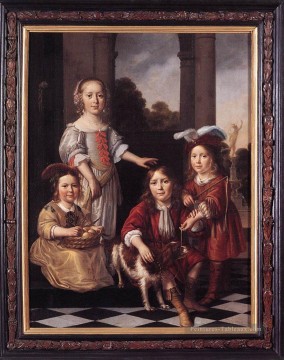  Ant Peintre - Portrait de Quatre enfants Baroque Nicolaes Maes